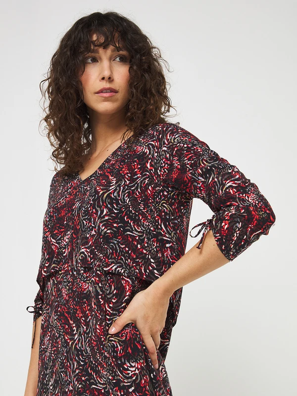 ONE STEP Robe Faux Ensemble Imprimée - Noir 4 ONE STEP Robe Faux Ensemble Imprimée - Noir – Image 4