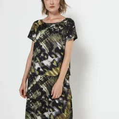 Betty Barclay Robe En Jersey Imprimé - Vert Kaki