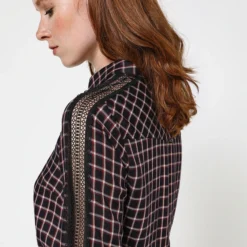 Ikks Robe Blousante Ceinturée À Carreaux - Bleu Marine -Promos Sublisca Magasin 001004567 001 V4 T4