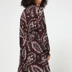 Robe Cintrée, Col Ruché - Rouge Bordeaux 5 Robe Cintrée, Col Ruché - Rouge Bordeaux -Promos Sublisca Magasin 001004580 001 V2 T4