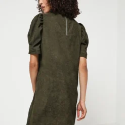 Molly Bracken Robe Droite En Velours Côtelé - Vert Kaki -Promos Sublisca Magasin 001004587 001 V2 T4