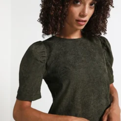 Molly Bracken Robe Droite En Velours Côtelé - Vert Kaki -Promos Sublisca Magasin 001004587 001 V4 T4