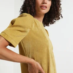 Molly Bracken Robe Droite En Velours Côtelé - Jaune Moutarde -Promos Sublisca Magasin 001004587 002 V4 T4