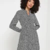 Vila Robe Chemise, Imprimé Fleuri - Noir
