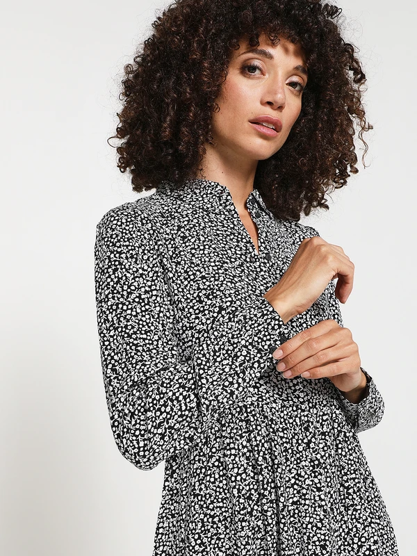 Vila Robe Chemise, Imprimé Fleuri - Noir 2 Vila Robe Chemise, Imprimé Fleuri - Noir – Image 2