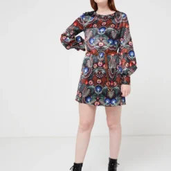 Molly Bracken Robe Housse En Satin Imprimé Fleurs - Marron -Promos Sublisca Magasin 001004593 001 V3 T4