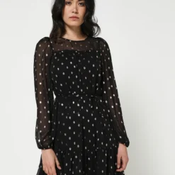 ONLY Robe Courte En Voile À Imprimé Foil - Noir