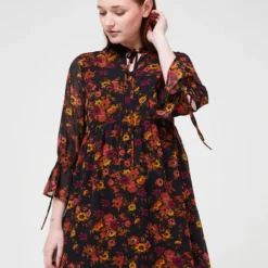 Molly Bracken Robe En Voile Imprimé Fleurs - Noir