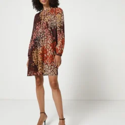 ESPRIT Robe Housse En Voile Imprimé - Marron -Promos Sublisca Magasin 001004620 002 V3 T4