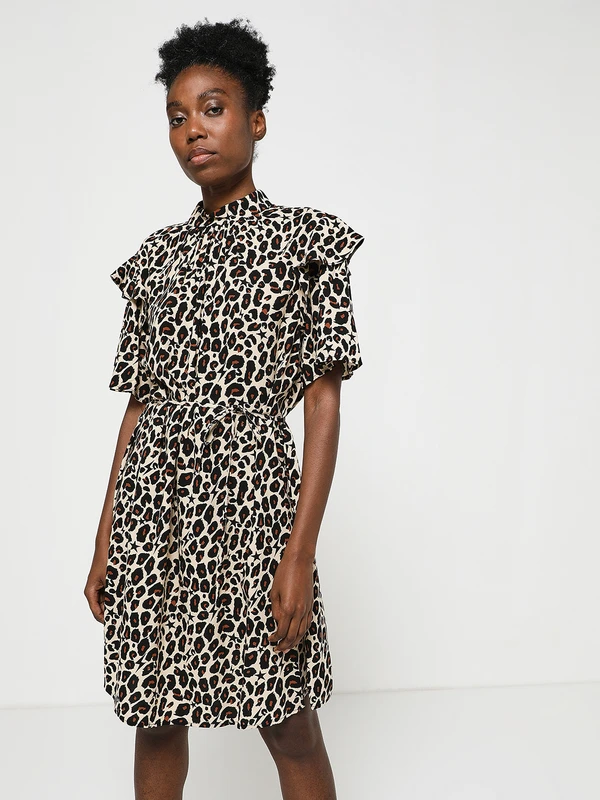 Ikks Robe Fluide Imprimée Néo Léopard - Marron 1 Ikks Robe Fluide Imprimée Néo Léopard - Marron