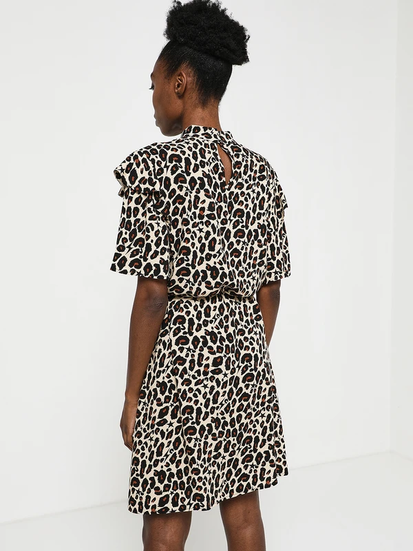 Ikks Robe Fluide Imprimée Néo Léopard - Marron 2 Ikks Robe Fluide Imprimée Néo Léopard - Marron – Image 2