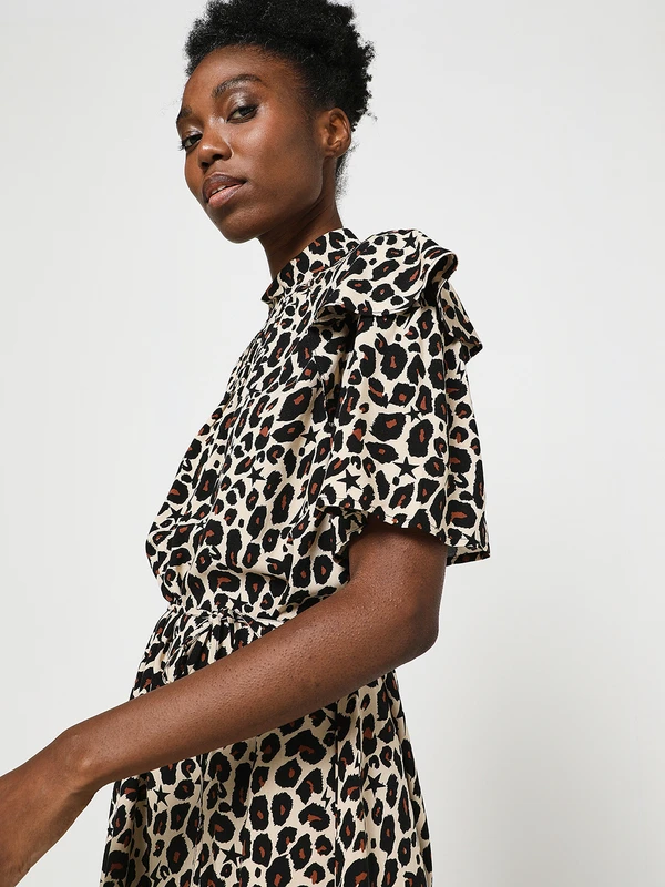 Ikks Robe Fluide Imprimée Néo Léopard - Marron 4 Ikks Robe Fluide Imprimée Néo Léopard - Marron – Image 4