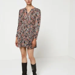 SEE U SOON Robe Babydoll En Voile Fleuri - Orange -Promos Sublisca Magasin 001004637 001 V3 T4