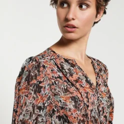 SEE U SOON Robe Babydoll En Voile Fleuri - Orange -Promos Sublisca Magasin 001004637 001 V4 T4