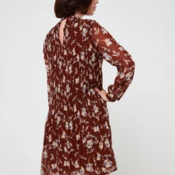 ESPRIT Robe En Voile Plissé - Marron -Promos Sublisca Magasin 001004640 001 V4 T4