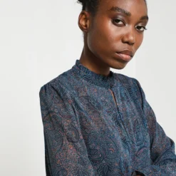 ONE STEP Robe En Voile Imprimé Cachemire - Bleu Canard 6 ONE STEP Robe En Voile Imprimé Cachemire - Bleu Canard -Promos Sublisca Magasin 001004641 001 V3 T4