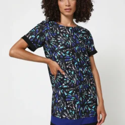 Molly Bracken Robe Manches Courtes Imprimée - Noir