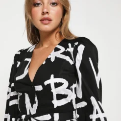 Desigual Robe Portefeuille Coton Stretch - Noir -Promos Sublisca Magasin 001004667 001 V4 T4