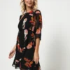 Molly Bracken Robe En Voile Imprimé Fleurs - Noir