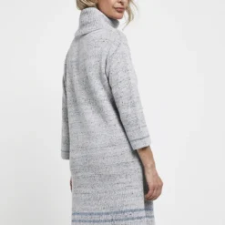 Robe En Tricot Moucheté Motif Placé Jacquard - Gris -Promos Sublisca Magasin 001004669 001 V4 T4