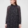 Molly Bracken Robe En Voile Imprimé Et Plissé - Noir