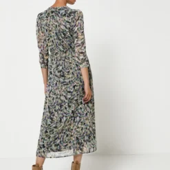 SEE U SOON Robe Portefeuille En Voile Imprimé - Vert -Promos Sublisca Magasin 001004672 001 V2 T4