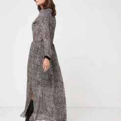 Ikks Robe En Voile Imprimé Léopard - Noir -Promos Sublisca Magasin 001005714 001 V2 T4