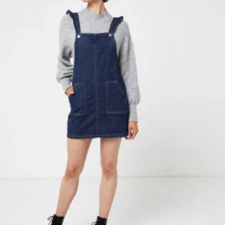 LA PETITE ETOILE Robe Salopette En Jean - Bleu Brut -Promos Sublisca Magasin 001005717 001 V3 T4