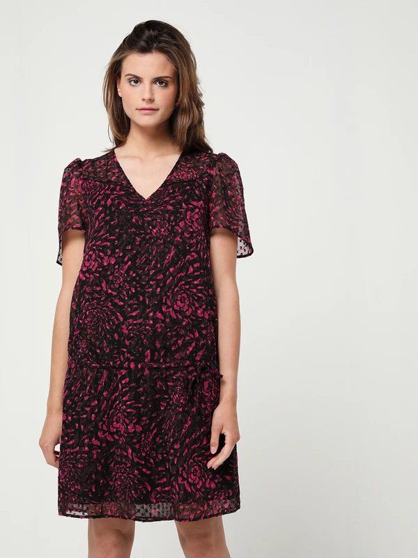 Ikks Robe Taille Basse En Voile Plumetis - Rose Fuchsia 1 Ikks Robe Taille Basse En Voile Plumetis - Rose Fuchsia