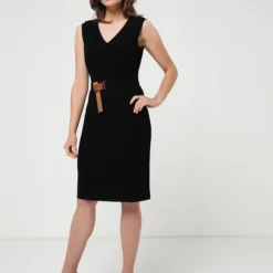 Comma Robe En Maille Micro Côtelée - Noir -Promos Sublisca Magasin 001005722 001 V3 T4