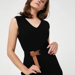 Comma Robe En Maille Micro Côtelée - Noir -Promos Sublisca Magasin 001005722 001 V4 T4