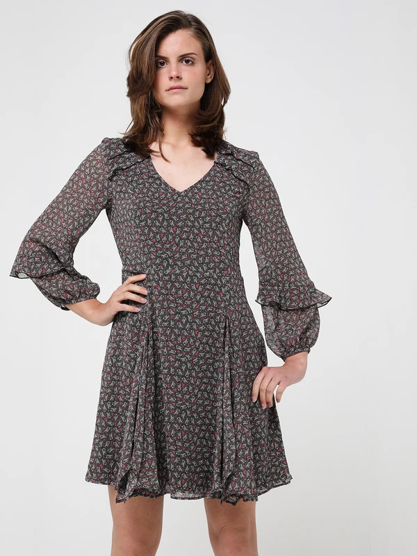 ONE STEP Robe En Voile Imprimé Cachemire - Noir 1 ONE STEP Robe En Voile Imprimé Cachemire - Noir