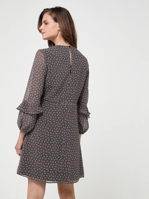 ONE STEP Robe En Voile Imprimé Cachemire - Noir 2 ONE STEP Robe En Voile Imprimé Cachemire - Noir – Image 2