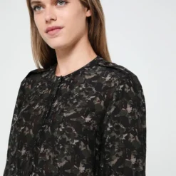 Ikks Robe Chemise Légère En Modal Et Soie - Vert Kaki -Promos Sublisca Magasin 001005731 001 V2 T4