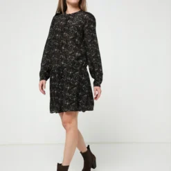 Ikks Robe Chemise Légère En Modal Et Soie - Vert Kaki -Promos Sublisca Magasin 001005731 001 V3 T4