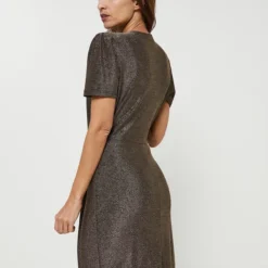 LA PETITE ETOILE Robe En Maille Lurex, Inspiration Portefeuille - Jaune -Promos Sublisca Magasin 001006001 001 V2 T4