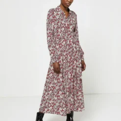 S.Oliver Robe Chemisier En Viscose Imprimée - Rouge