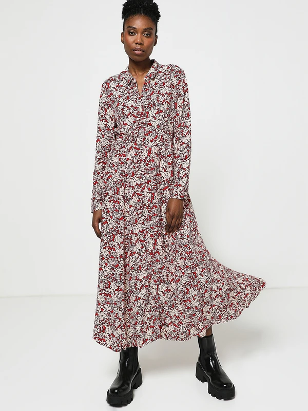 S.Oliver Robe Chemisier En Viscose Imprimée - Rouge 2 S.Oliver Robe Chemisier En Viscose Imprimée - Rouge – Image 2