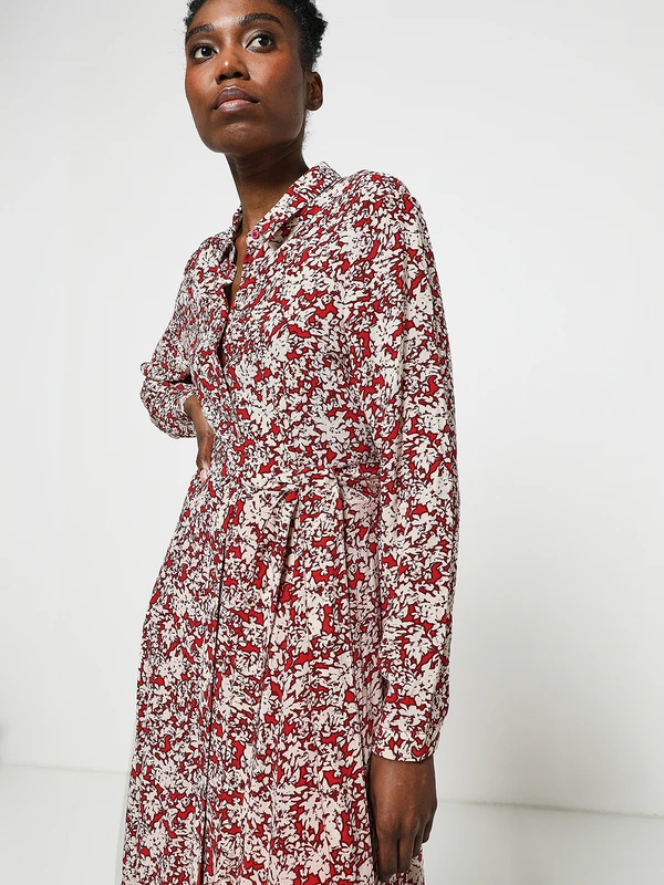 S.Oliver Robe Chemisier En Viscose Imprimée - Rouge 3 S.Oliver Robe Chemisier En Viscose Imprimée - Rouge – Image 3