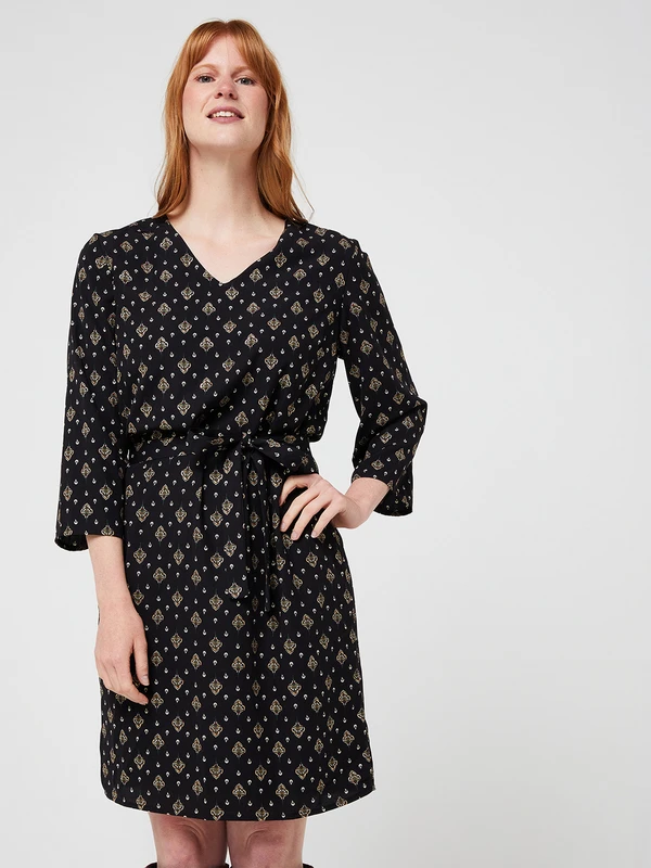 Robe Housse Mini Motif Cachemire - Noir 1 Robe Housse Mini Motif Cachemire - Noir