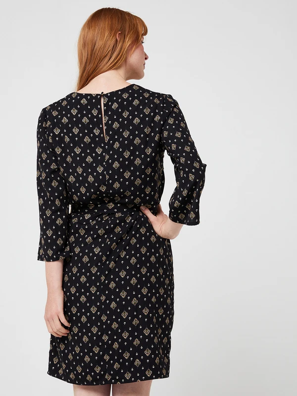 Robe Housse Mini Motif Cachemire - Noir 2 Robe Housse Mini Motif Cachemire - Noir – Image 2