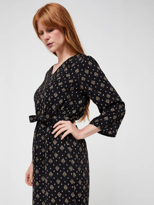 Robe Housse Mini Motif Cachemire - Noir 4 Robe Housse Mini Motif Cachemire - Noir – Image 4