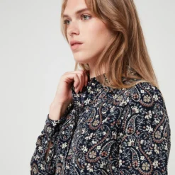 Robe Imprimée Jupe Plissée - Bleu Marine -Promos Sublisca Magasin 001006074 001 V2 T4