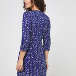 ONE STEP Robe Cache-cœur Imprimé Animalier - Bleu -Promos Sublisca Magasin 001006173 001 V2 T4