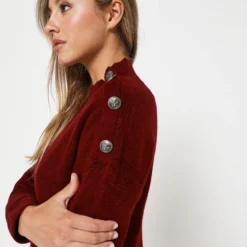 Robe Pull, Col Montant - Rouge Bordeaux -Promos Sublisca Magasin 001008351 001 V4 T4