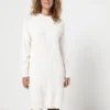 Robe Pull En Maille Côtelée - Ecru