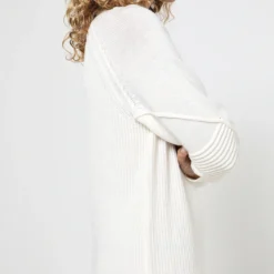 Robe Pull En Maille Côtelée - Ecru -Promos Sublisca Magasin 001008573 001 V4 T4