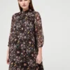 Ikks Robe En Voile Imprimé Fleurs Cachemire - Noir