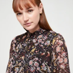 Ikks Robe En Voile Imprimé Fleurs Cachemire - Noir -Promos Sublisca Magasin 001009729 001 V2 T4