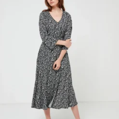 Robe Effet Portefeuille Imprimée - Noir